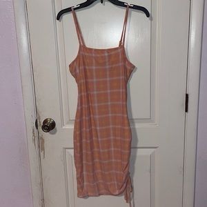 Pink and orange plaid dress